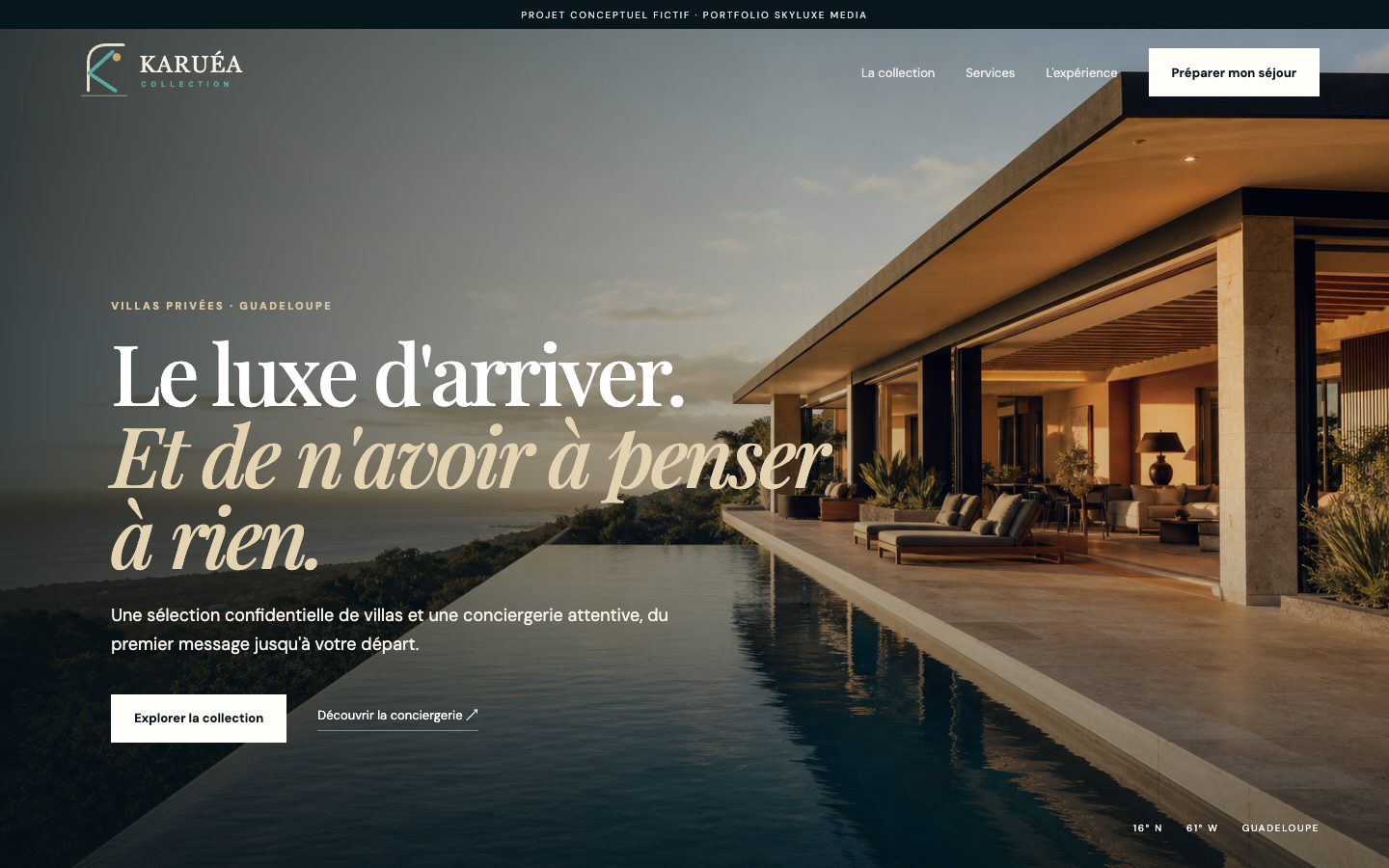Aperçu du concept de site Karuéa Collection